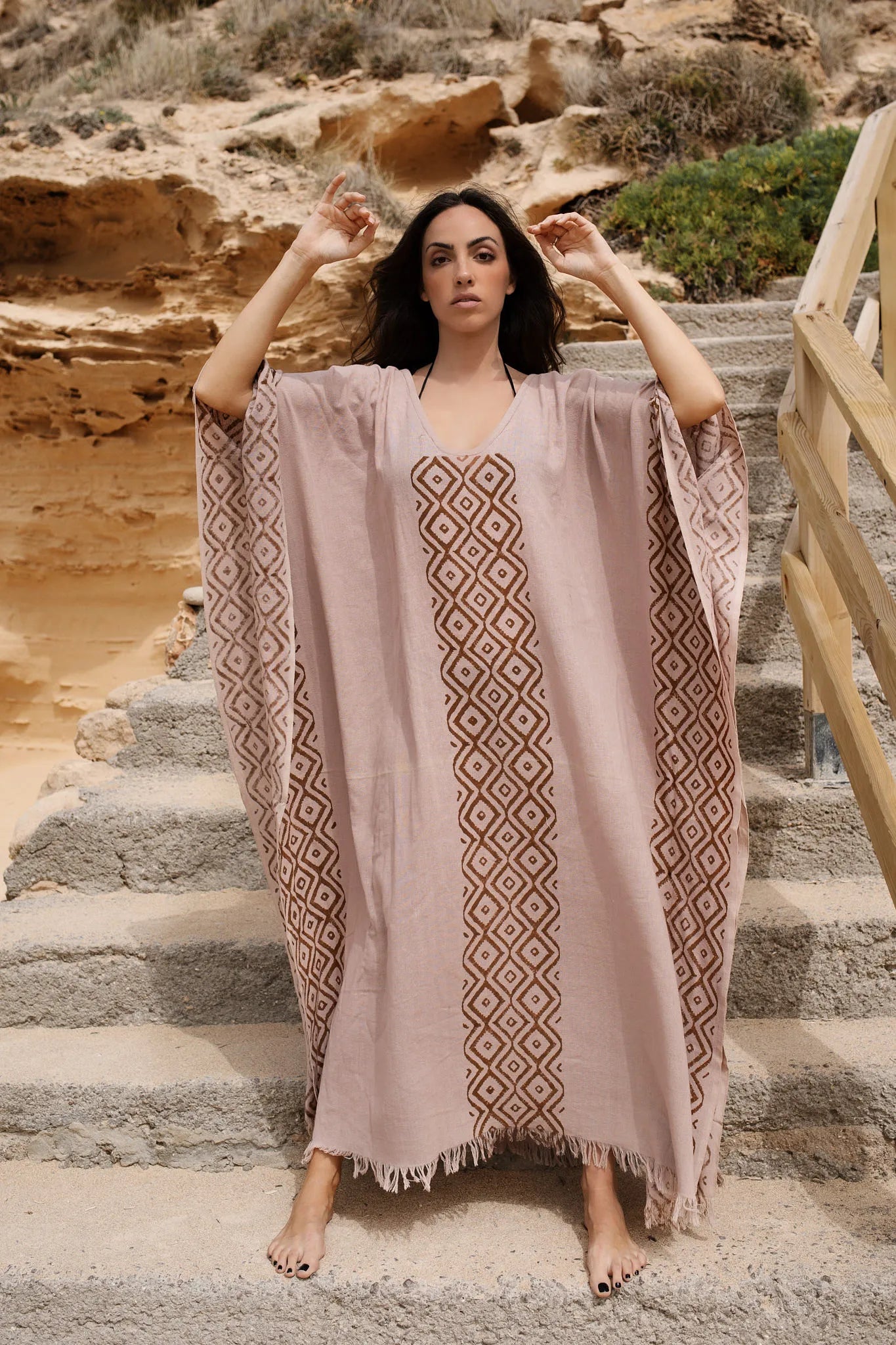 Blockprint Maxi Poncho