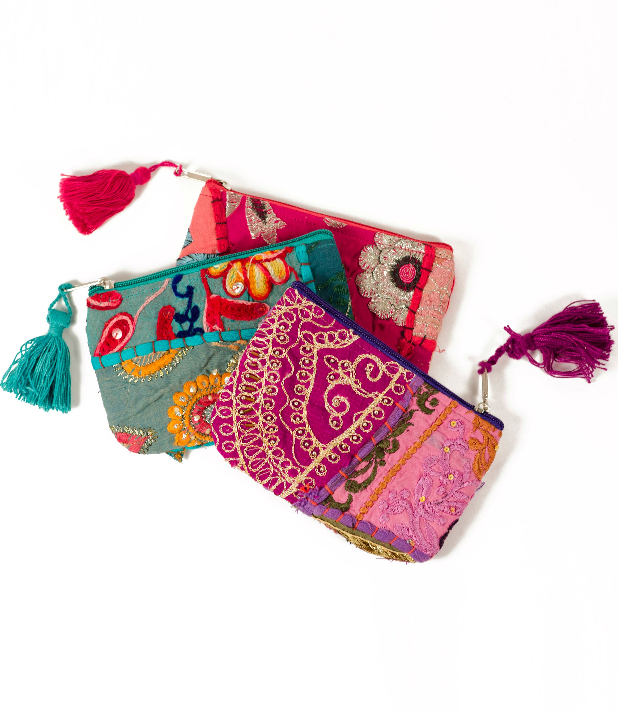 Color Splash Embroidered Coin Purse - Assorted, Fair Trade