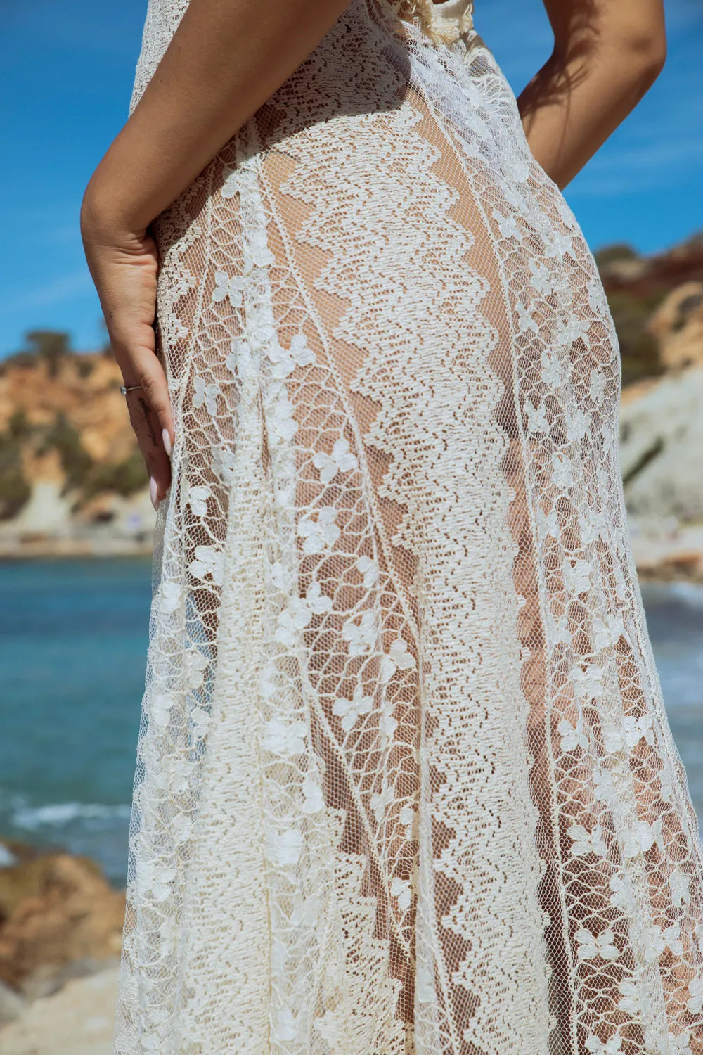 Open-Back Net Maxi Dress