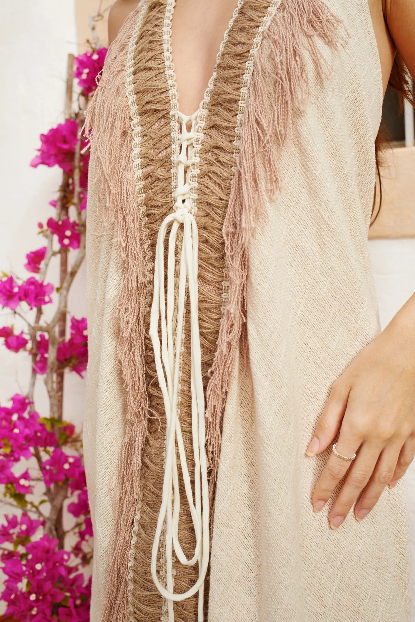 Vero Open-Back Fringe Maxi Dress