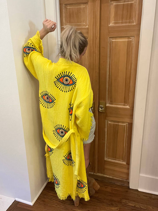 Yellow Multi Eye Kaftan