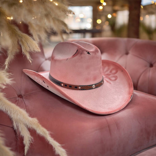 Rose & Snake Cowboy Hat Western Hat Custom Hat: Pink