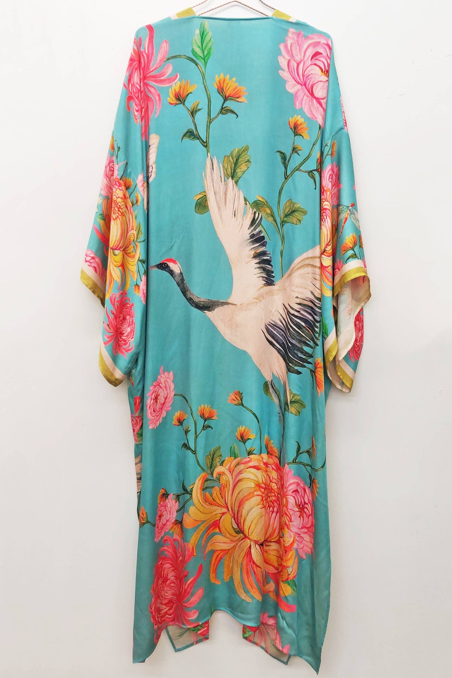 The Legend of the Crane Maxi Kimono  / Topper : Vintage Emerald / One Size