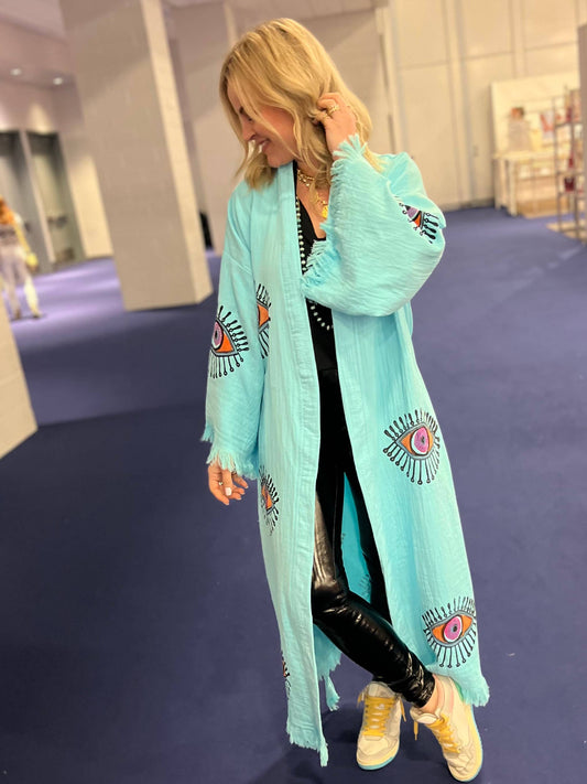 Turquoise Multi Eye Kaftan