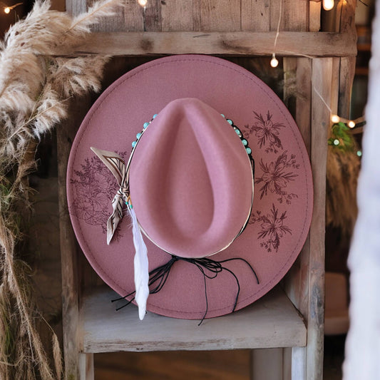 Early Autumn Blooms Burnt Hat Western Cowboy Fall: Mauve / Cotton Rancher