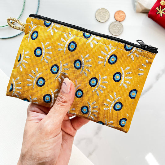 Handmade Coin Purse - Yellow Eyes