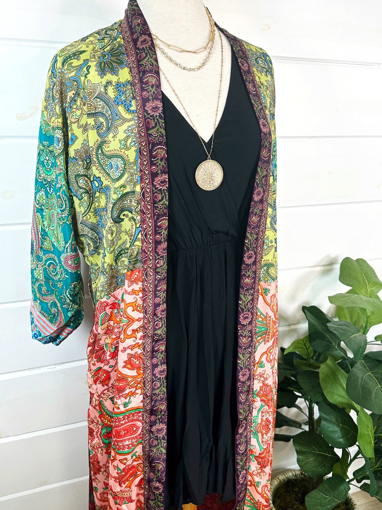 Silk Kimono Robes | Patchwork Kimonos Robes | Full Length: Plus Size (US Sizes 14-22)