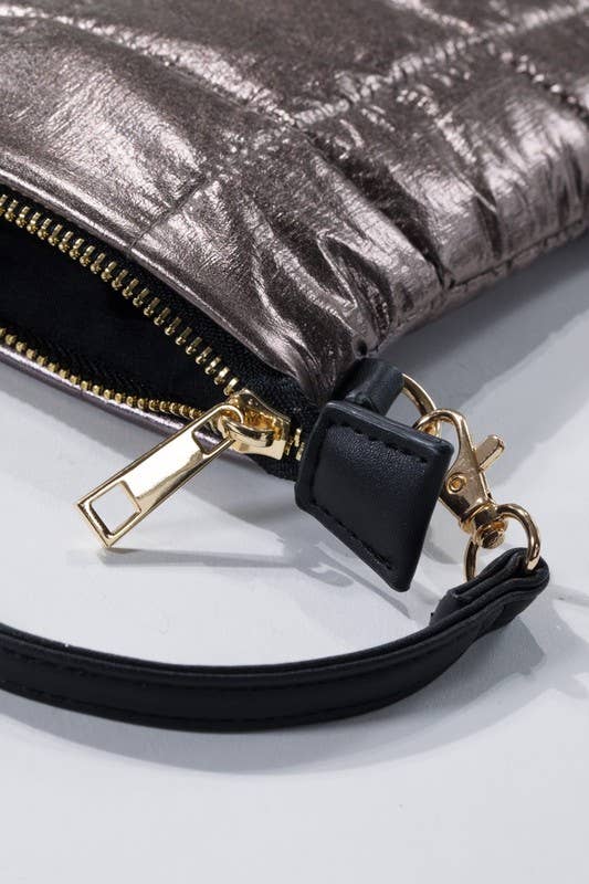 Insulated Metallic Bubble Cross Body Bag: MOON DUST