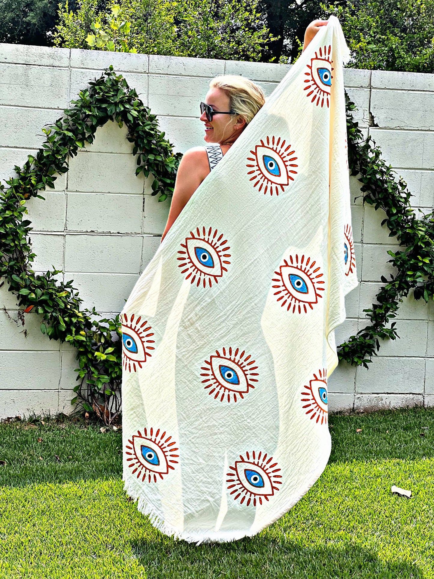 Turkish Sarong Towel: Neutral Multi Eye