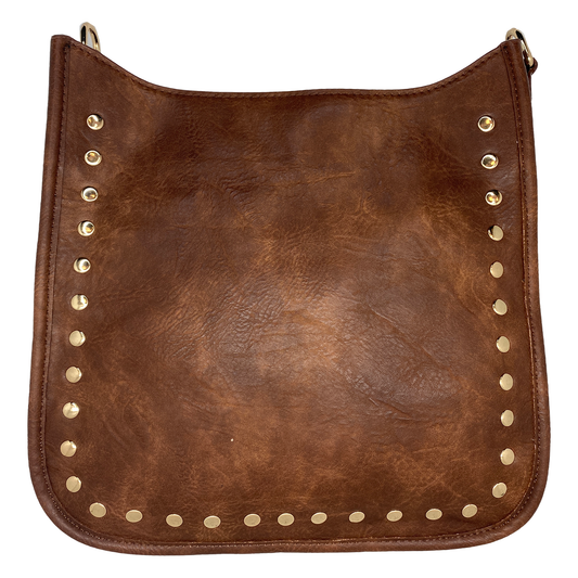 Taylor Messenger Bag with Studs - Brown