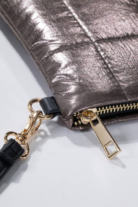 Insulated Metallic Bubble Cross Body Bag: MOON DUST