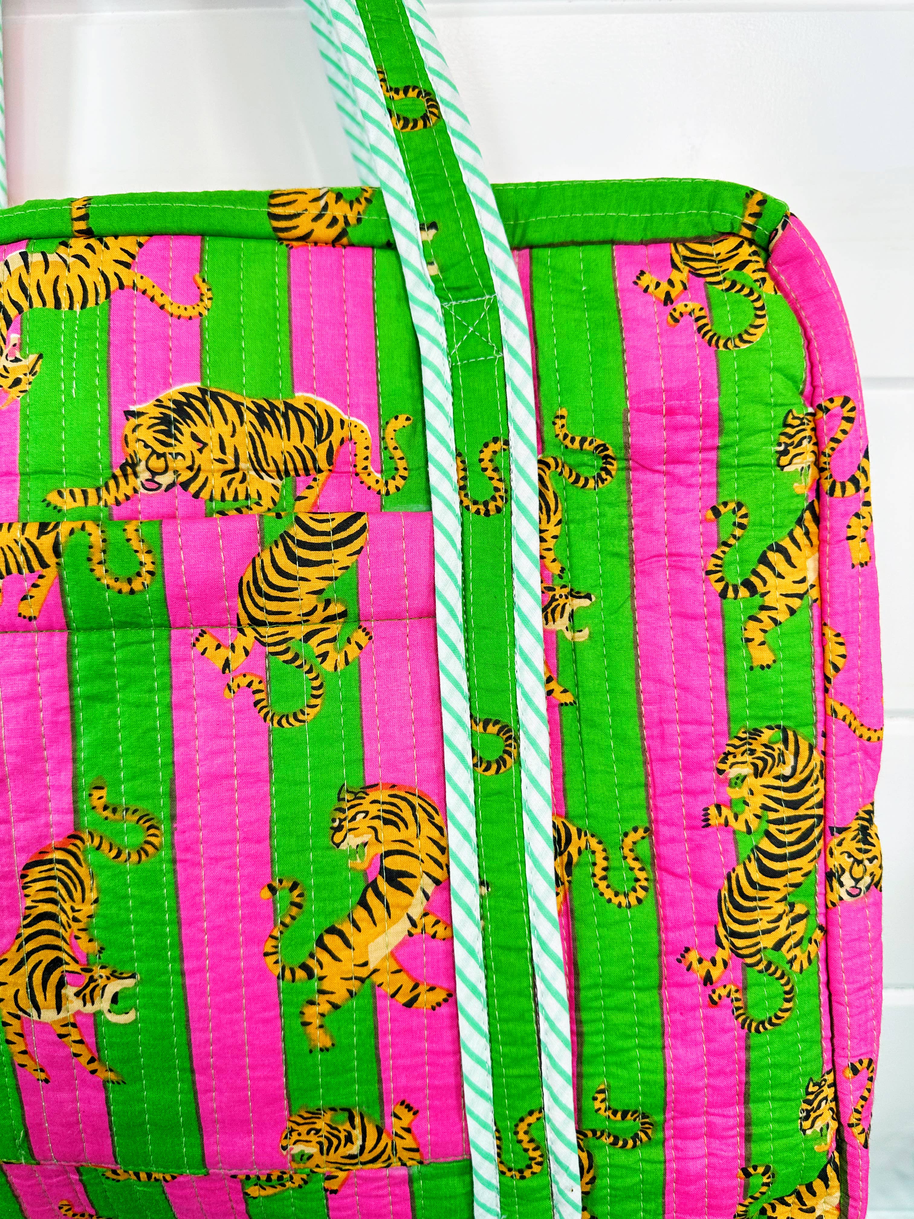 Handmade Quilted Tiger Print Duffle | Weekender Travel Bag