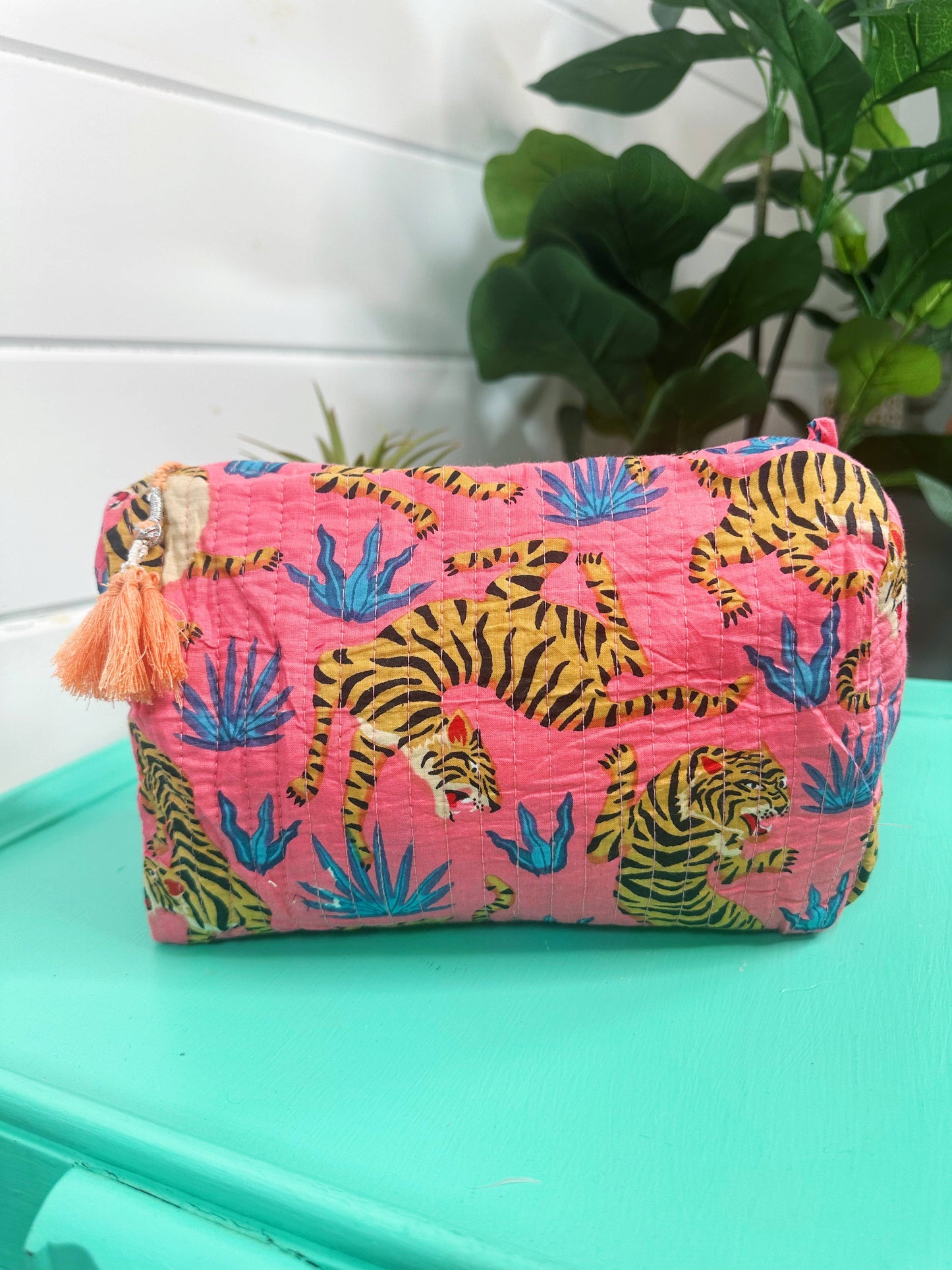 Quilted Makeup Bags | Cosmetic Toiletry Bag | Tiger Print