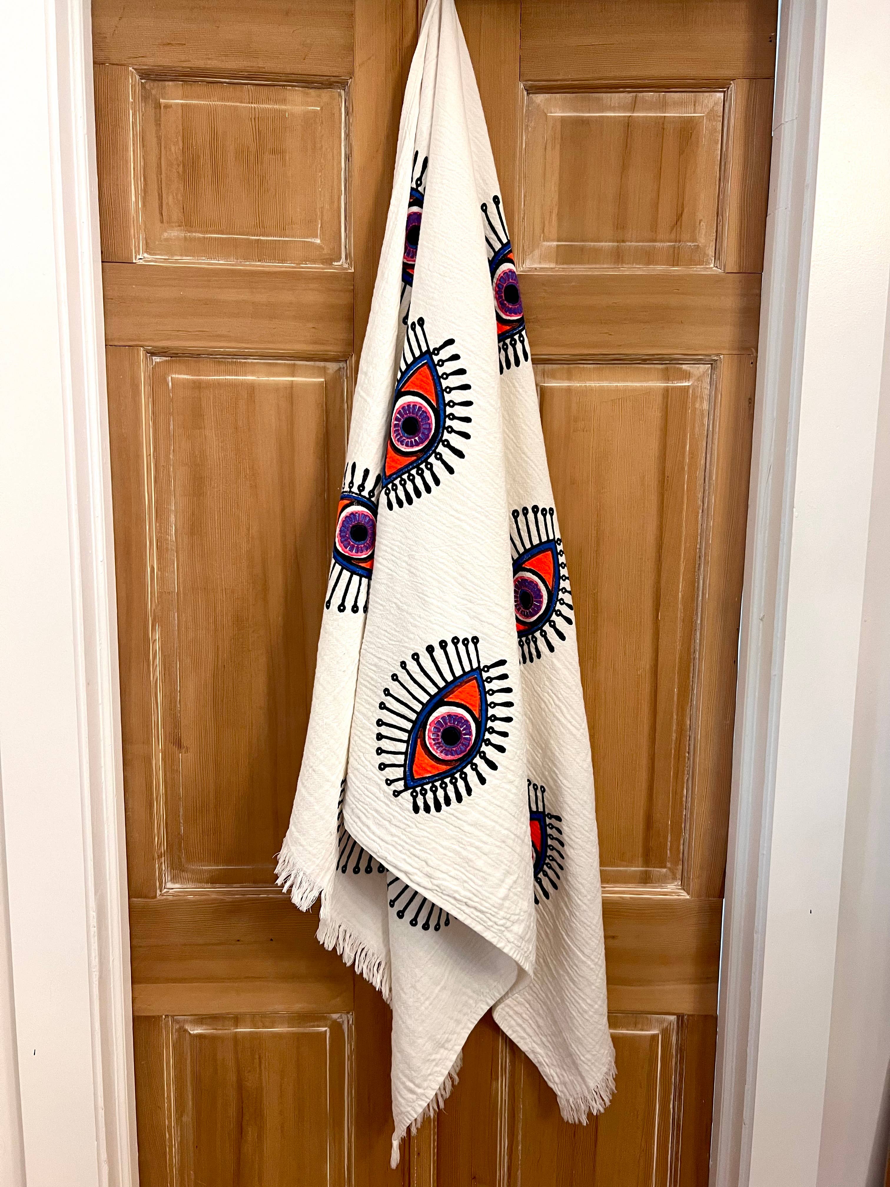 Turkish Sarong Towel: Hot Pink Multi Eye