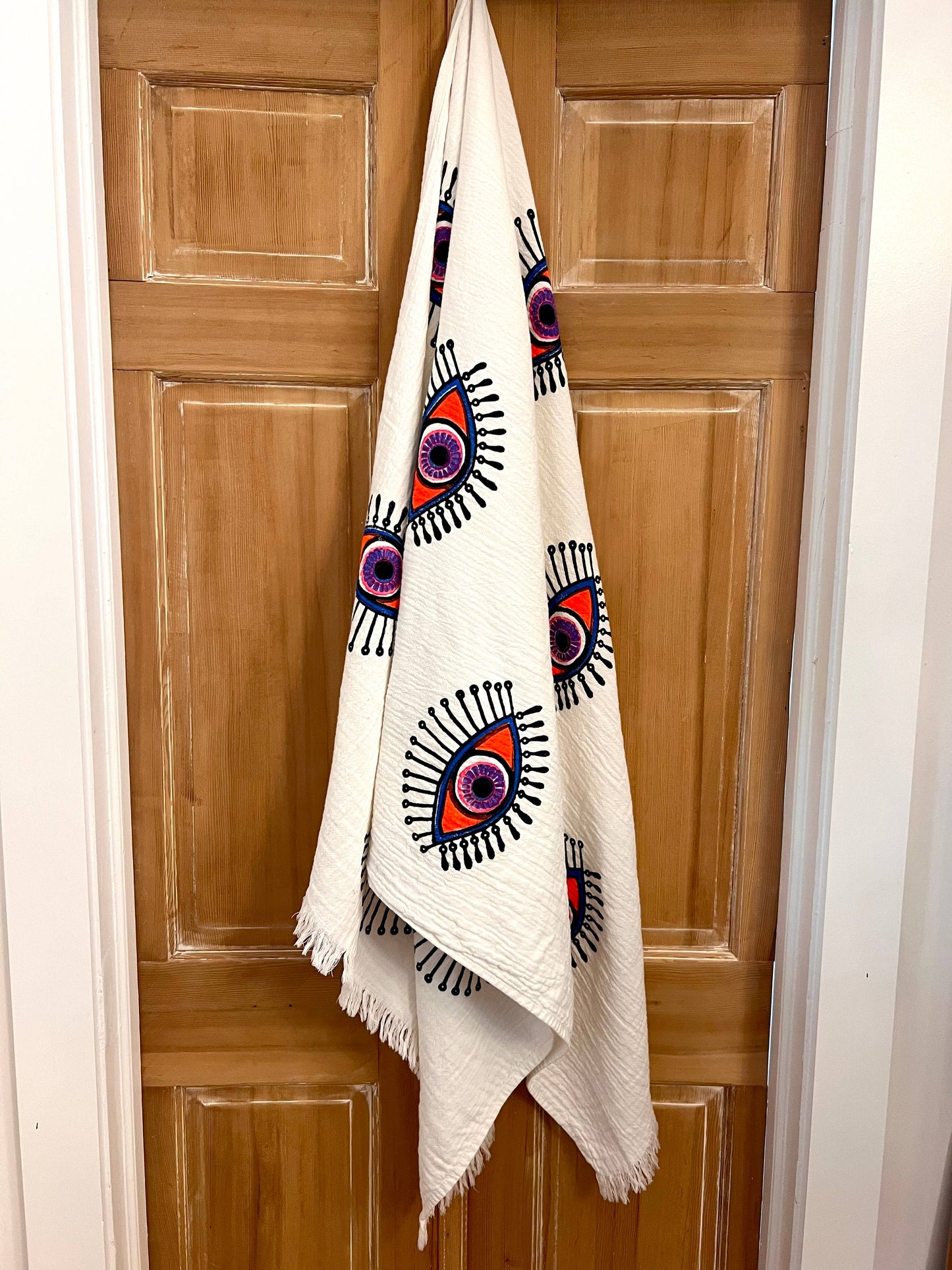 Turkish Sarong Towel: Neutral Cobalt Eye