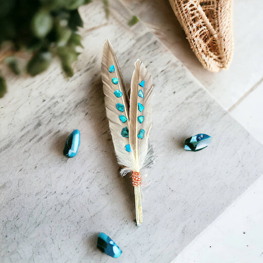 Turquoise Feather Hat Accessory