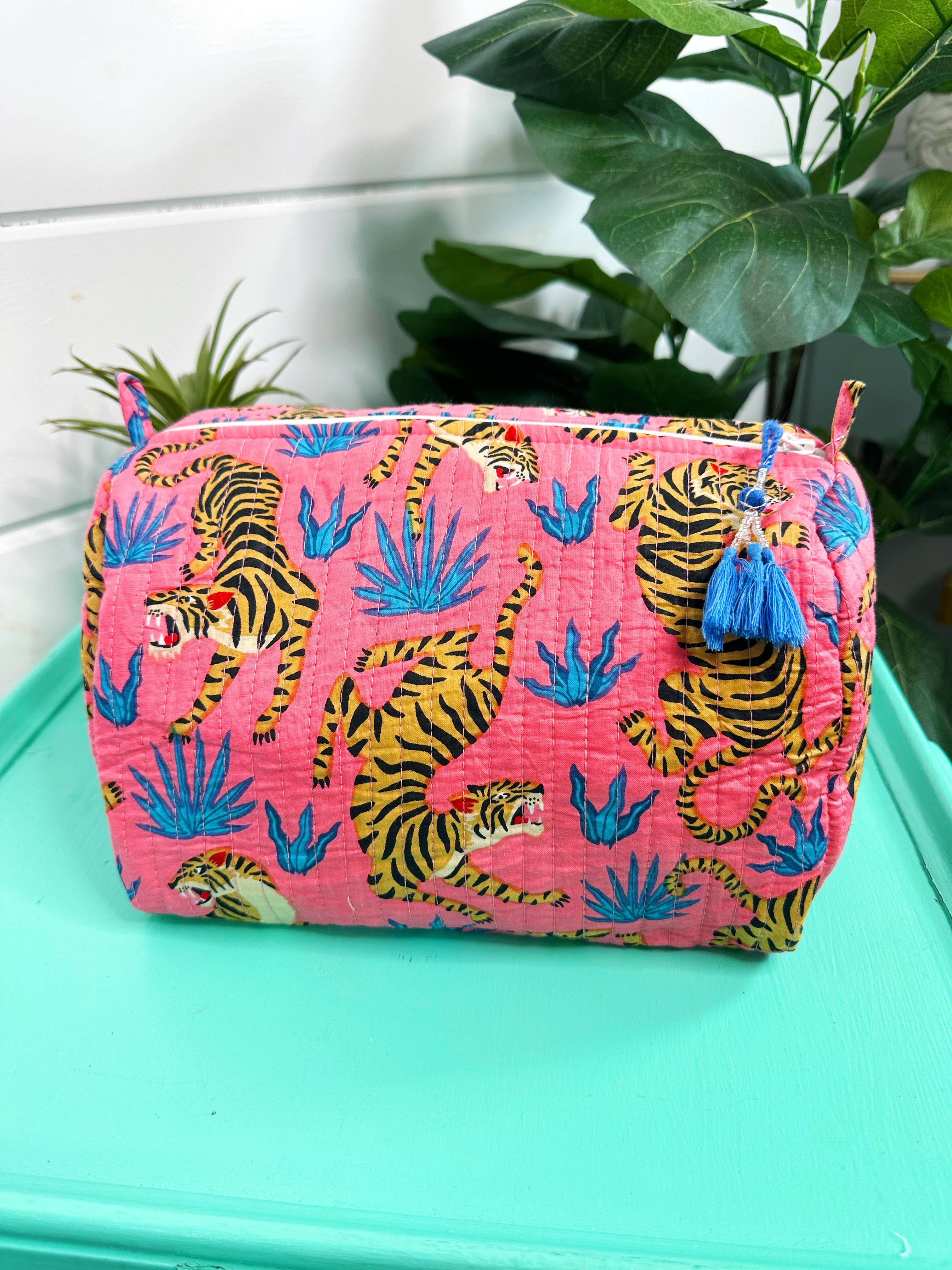 Quilted Makeup Bags | Cosmetic Toiletry Bag | Tiger Print