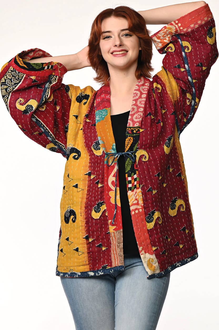 Reversible Cotton Kantha Kimono Jacket