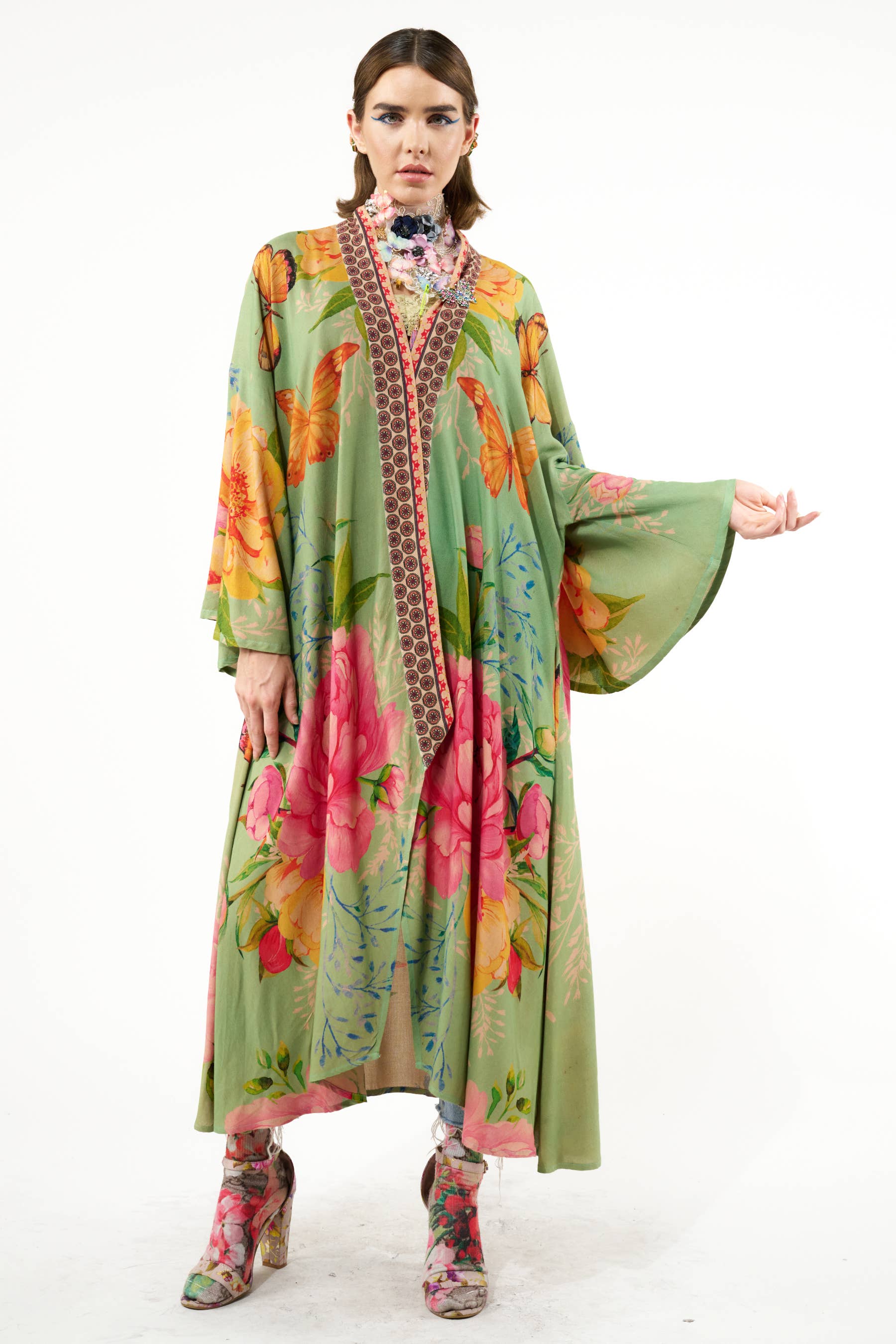 Primavera Kimono / Topper : Vintage Teal / One Size