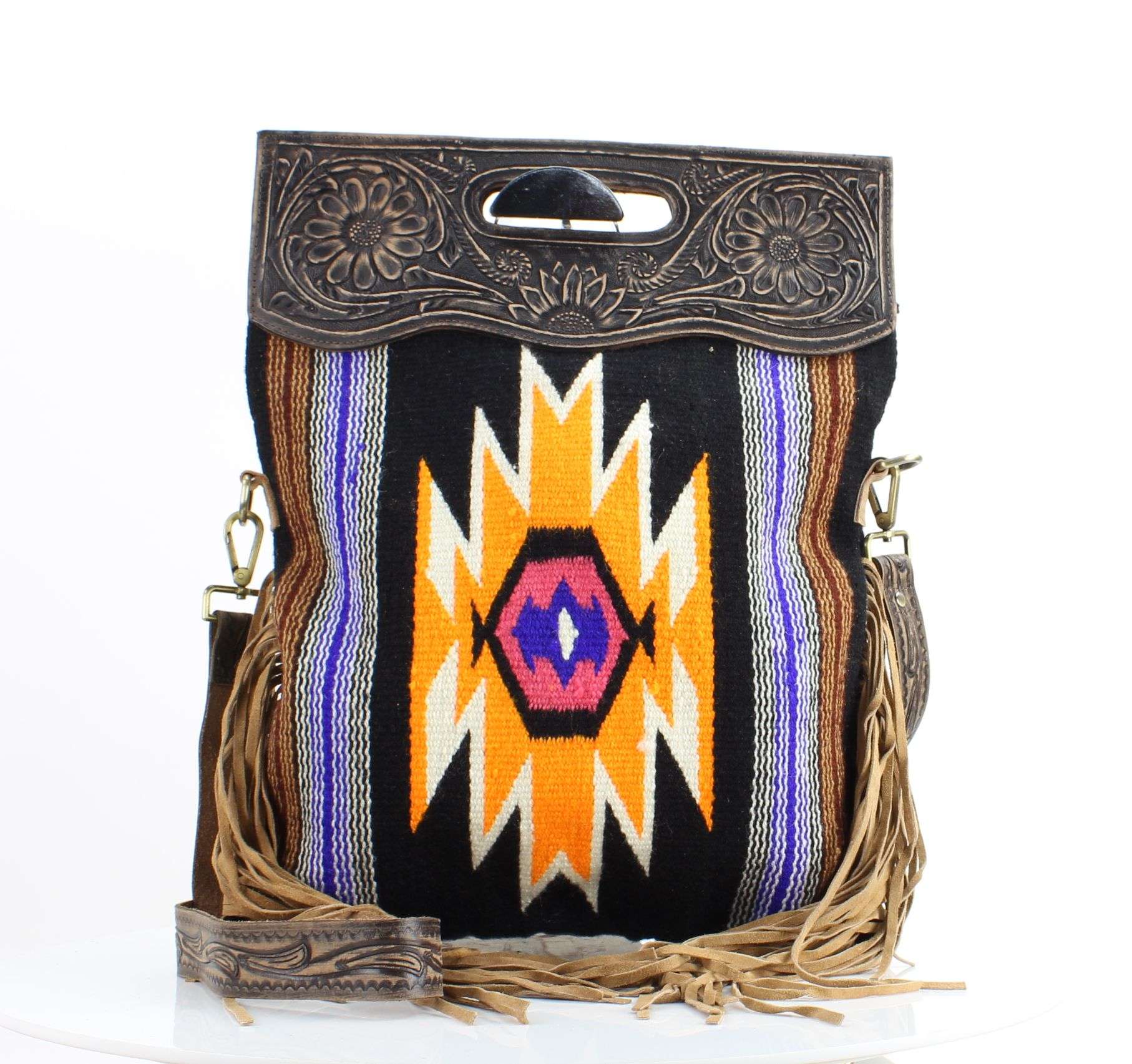 Colorful Serape Shopper: Black