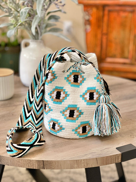 Evil Eye Crossbody Crochet Boho Bag