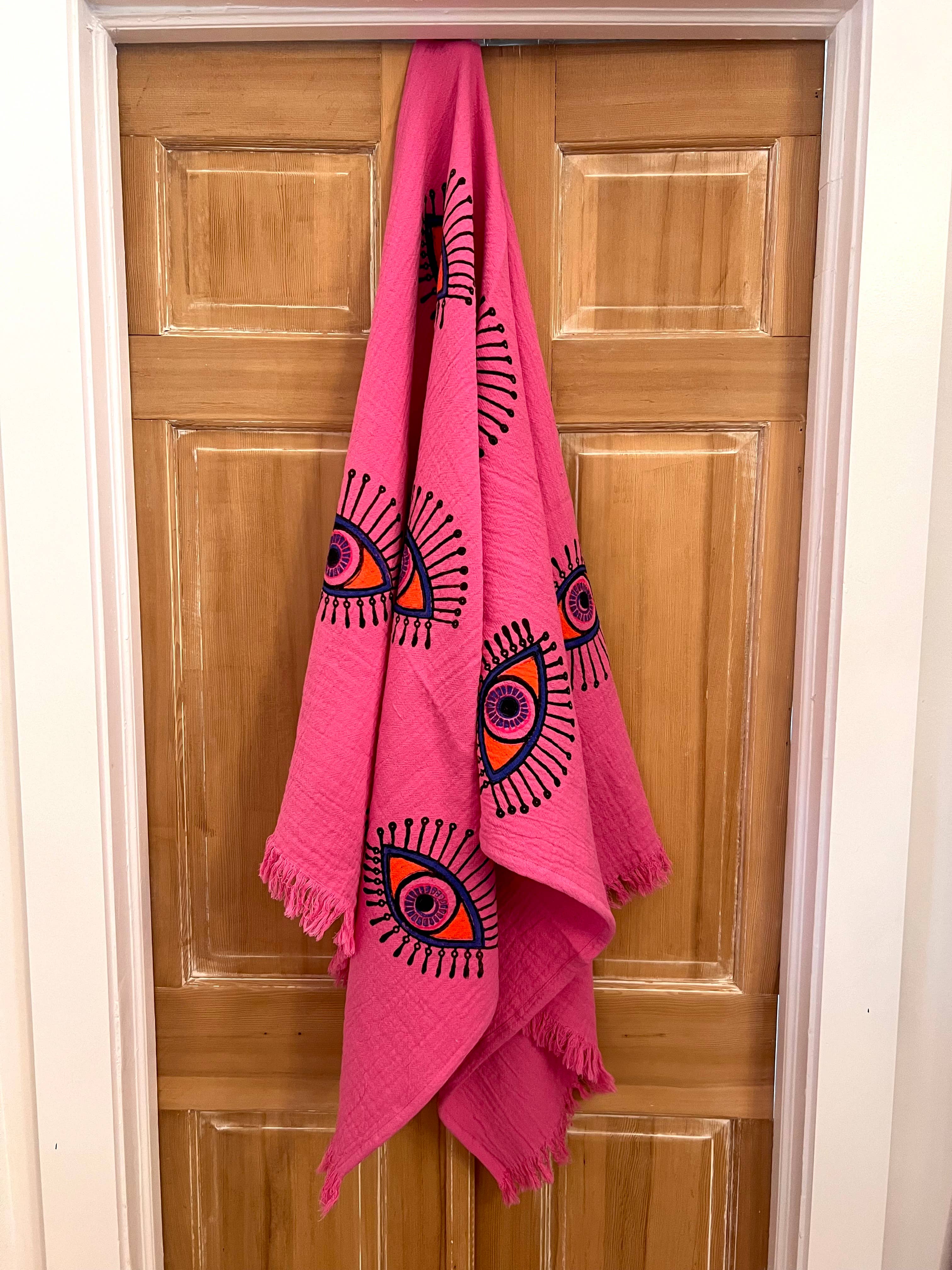 Turkish Sarong Towel: Hot Pink Multi Eye