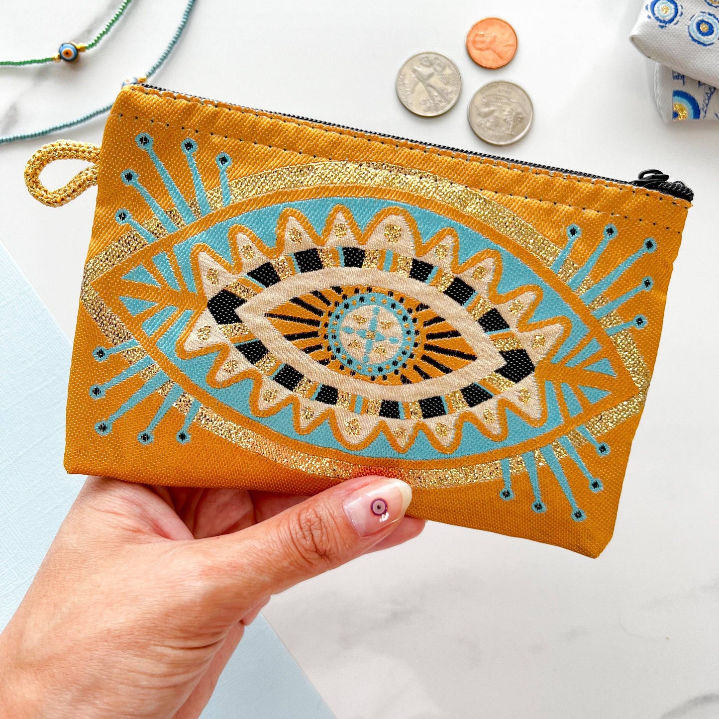 Handmade Boho Coin Purse - Orange