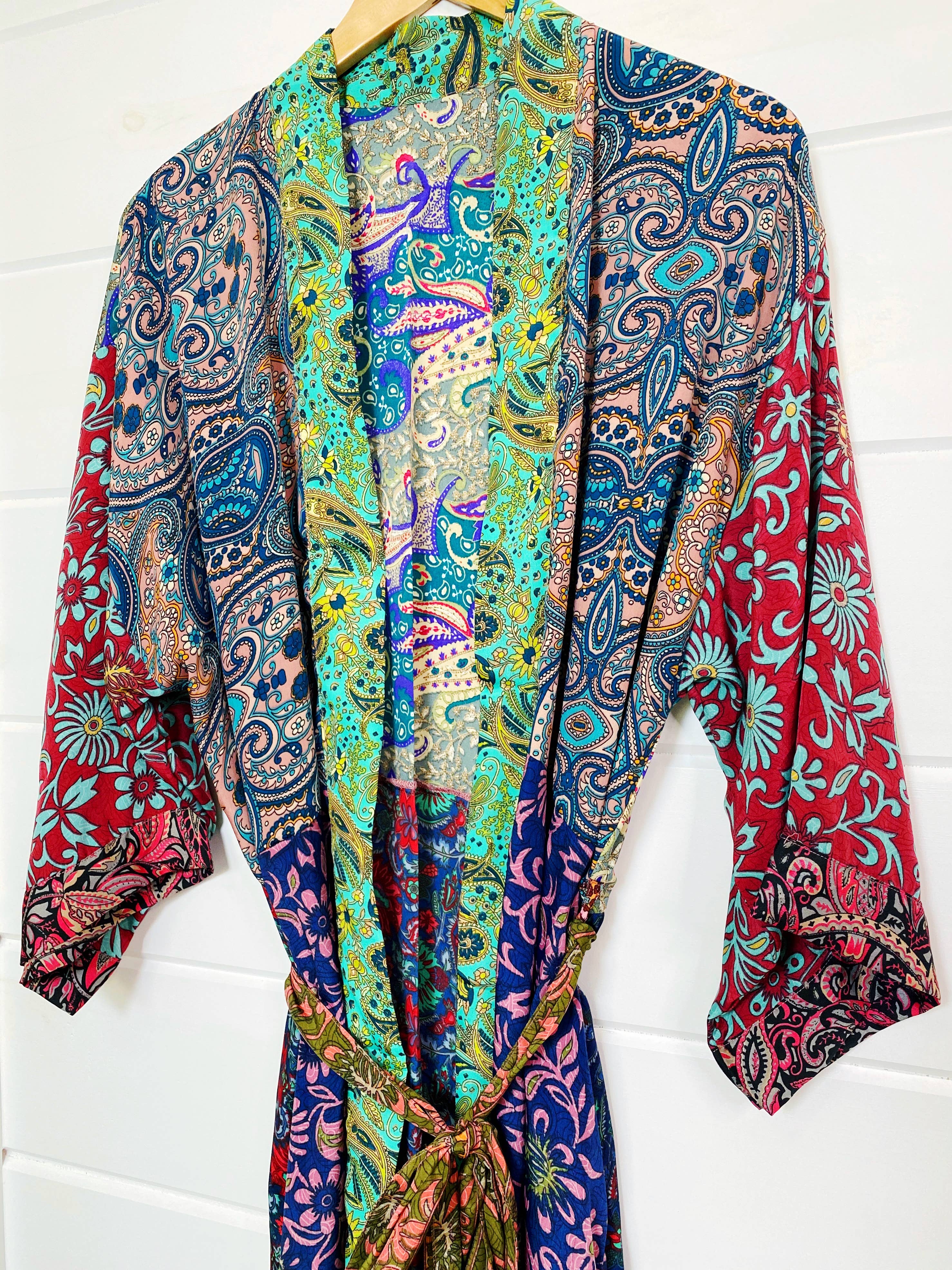 Silk Kimono Robes | Patchwork Kimonos Robes | Full Length: Plus Size (US Sizes 14-22)