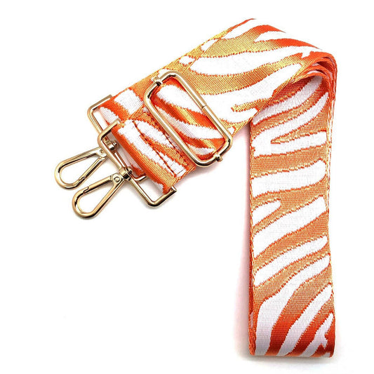 Messenger Bag Strap - Tiger: Orange and White / Gold