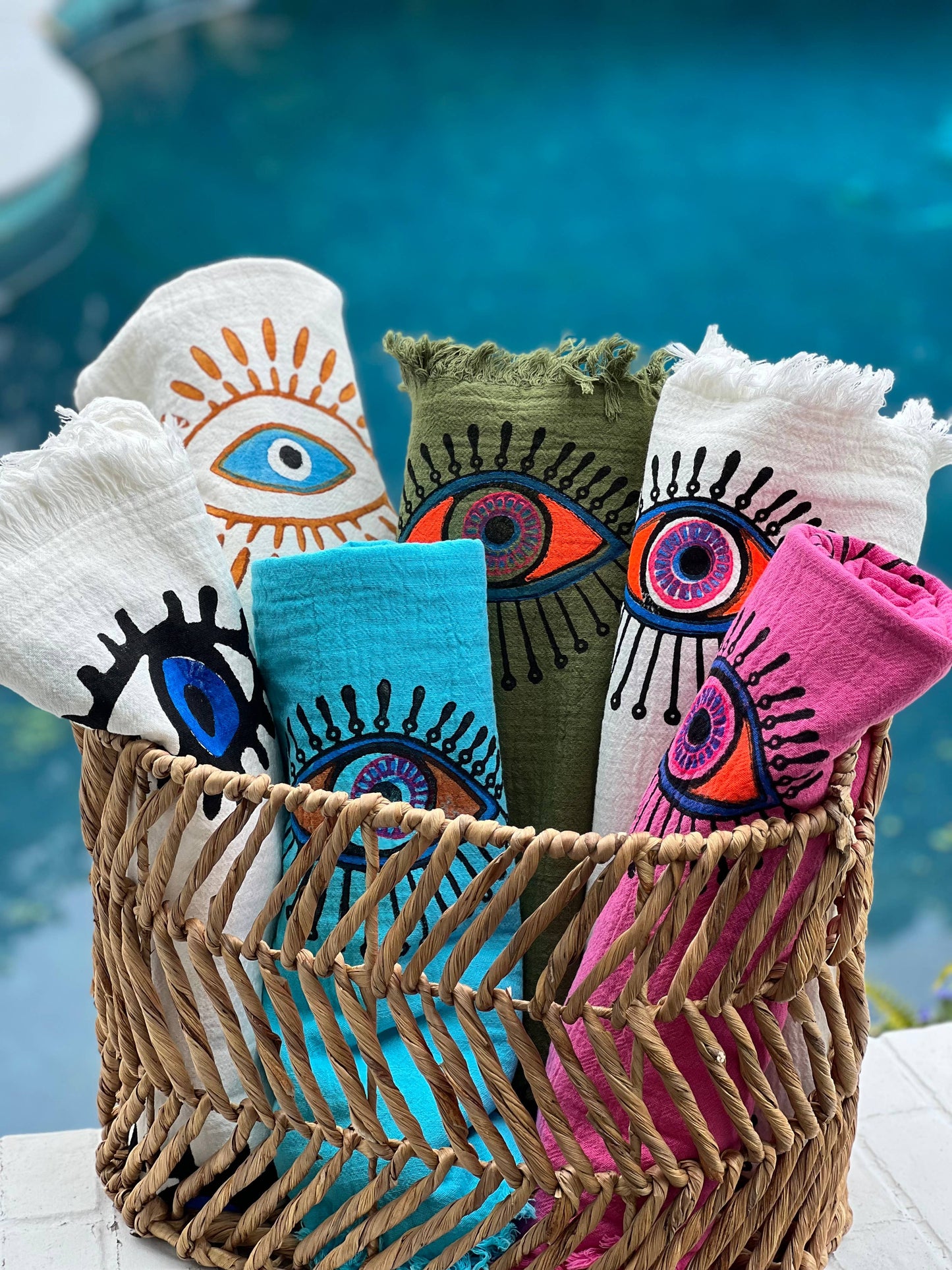 Turkish Sarong Towel: Turquoise Multi Eye