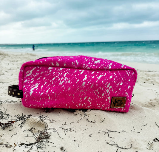 Cowhide Toiletry & Hair Tools Bag